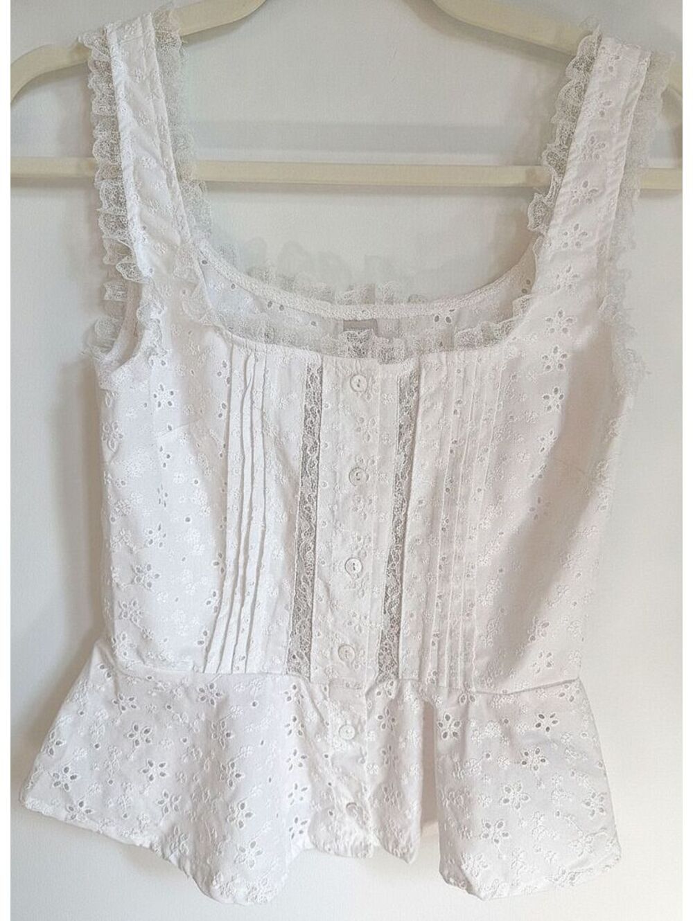 White Eyelet Lace Festival Corset Peplum Cottagecore Boho Prairie S Feminine